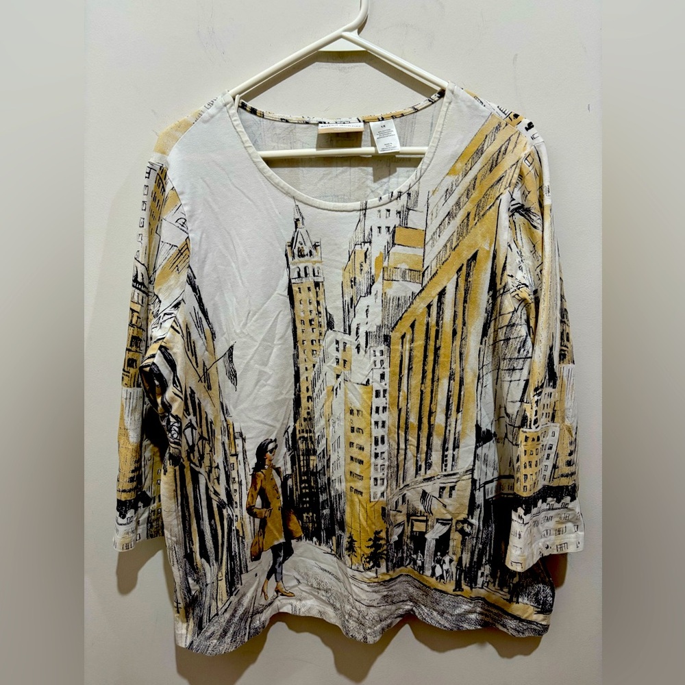 Alfred Dunner New York City graphic print embellished top, plus size 1X